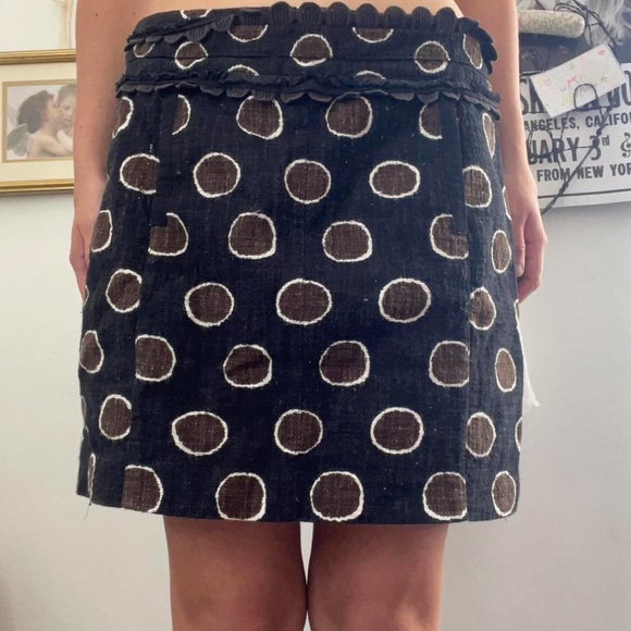 Tory Burch Dresses & Skirts - tory burch polka dot black brown and white wool skirt